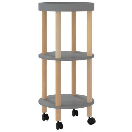 3-tier Trolley Grey 38x38x82cm Engineered Wood&Solid Wood Pine