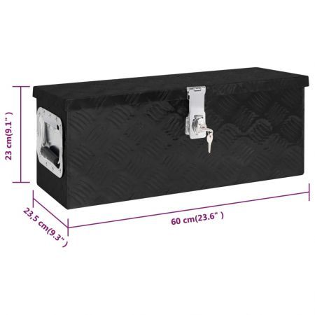 Storage Box Black 60x23.5x23 cm Aluminium