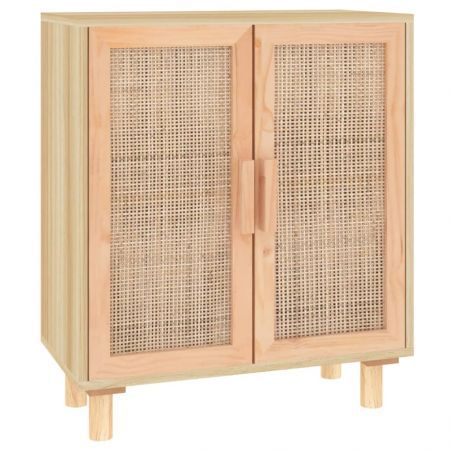 Sideboard Brown 60x30x70 cm Solid Wood Pine and Natural Rattan