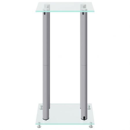 Speaker Stands 2pcs Silver Tempered Glass 4 Pillars Design