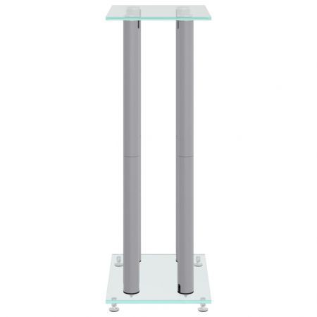 Speaker Stands 2pcs Silver Tempered Glass 4 Pillars Design