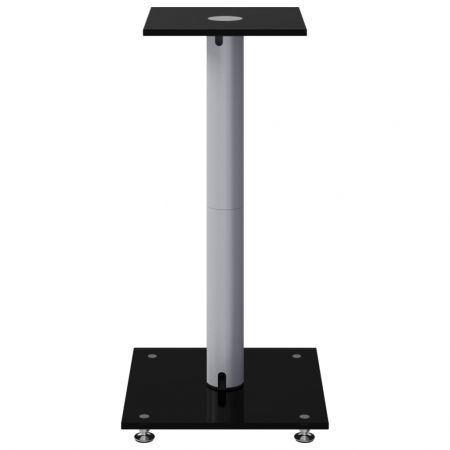 Speaker Stands 2 pcs Black&Silver Tempered Glass 1 Pillar Design