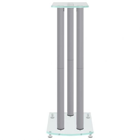 Speaker Stands 2 pcs Silver Tempered Glass 3 Pillars Design