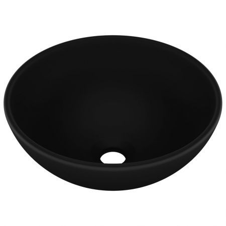 Luxury Bathroom Basin Round Matt Black 32.5x14 cm Ceramic