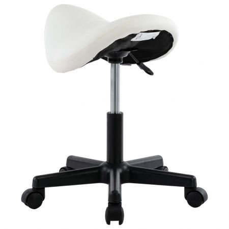 Work Stool White Faux Leather