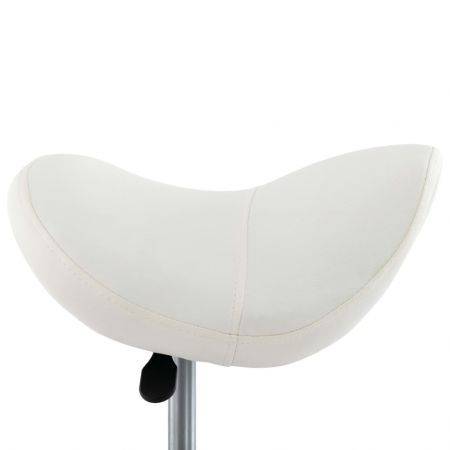 Work Stool White Faux Leather