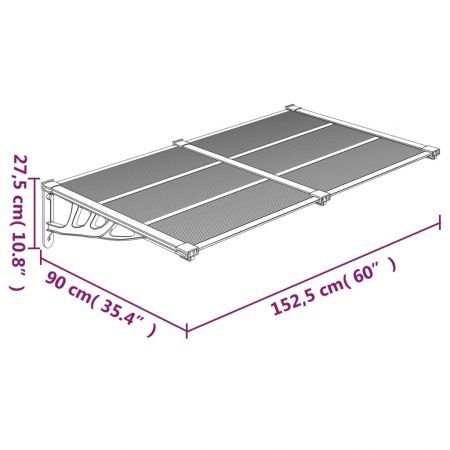 Door Canopy Black and Transparent 152.5x90 cm Polycarbonate