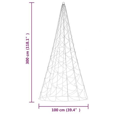 Christmas Tree on Flagpole Warm White 500 LEDs 300 cm