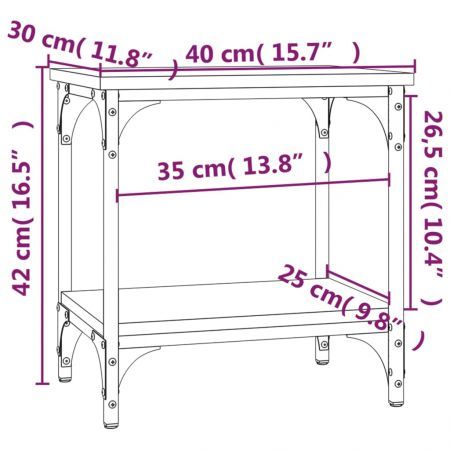 Side Table Black 40x30x42 cm Engineered Wood