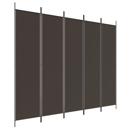 5-Panel Room Divider Brown 250x200 cm Fabric