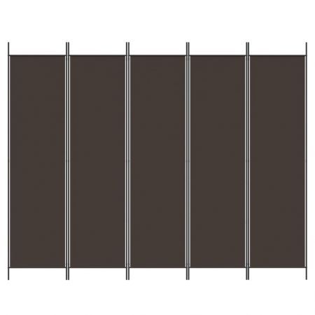 5-Panel Room Divider Brown 250x200 cm Fabric