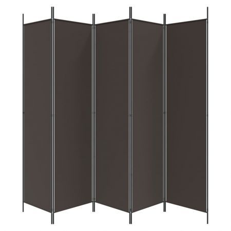 5-Panel Room Divider Brown 250x200 cm Fabric