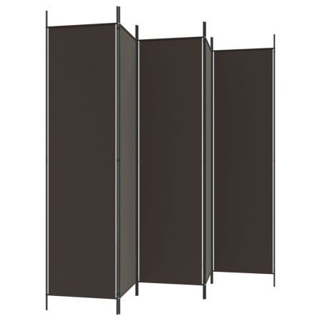 5-Panel Room Divider Brown 250x200 cm Fabric