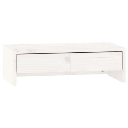 Monitor Stand White 50x27x15 cm Solid Wood Pine