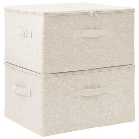 Storage Boxes 2 pcs Fabric 43x34x23 cm Cream