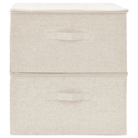 Storage Boxes 2 pcs Fabric 43x34x23 cm Cream