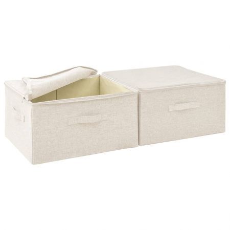 Storage Boxes 2 pcs Fabric 43x34x23 cm Cream