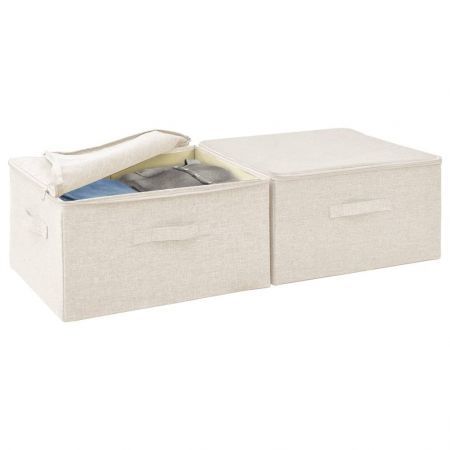 Storage Boxes 2 pcs Fabric 43x34x23 cm Cream