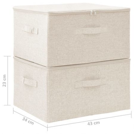 Storage Boxes 2 pcs Fabric 43x34x23 cm Cream