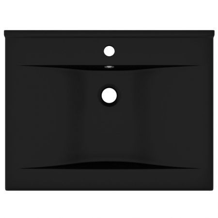 Luxury Basin with Faucet Hole Matt Black 60x46 cm Ceramic