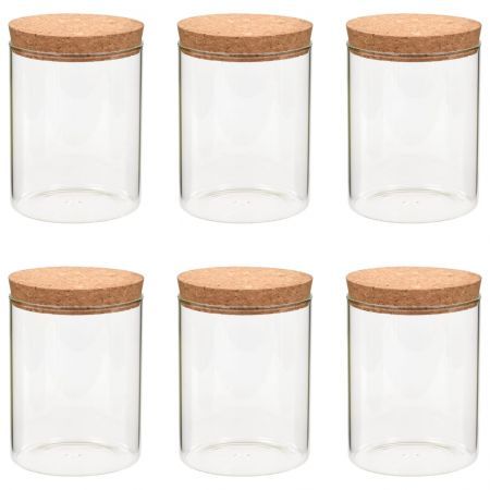 Storage Glass Jars with Cork Lid 6 pcs 650 ml