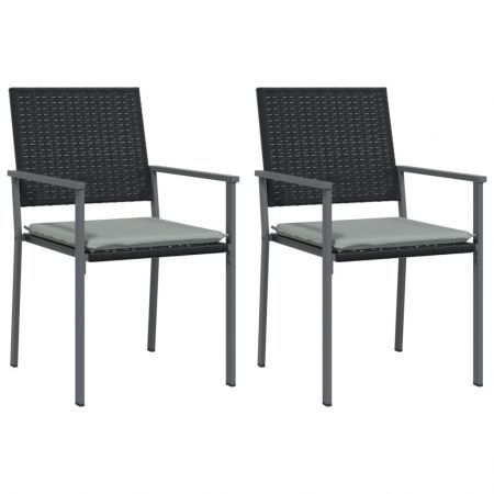 Garden Chairs with Cushions 2 pcs Black 54x62.5x89 cm Poly Rattan