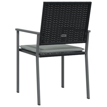 Garden Chairs with Cushions 2 pcs Black 54x62.5x89 cm Poly Rattan