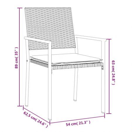 Garden Chairs with Cushions 2 pcs Black 54x62.5x89 cm Poly Rattan