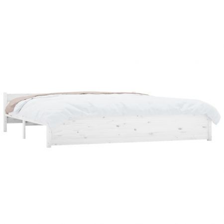 Bed Frame White Solid Wood 183x203 cm King Size