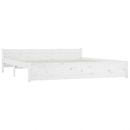 Bed Frame White Solid Wood 183x203 cm King Size