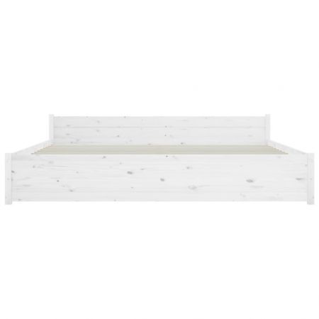 Bed Frame White Solid Wood 183x203 cm King Size