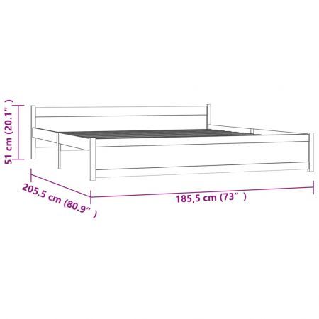 Bed Frame White Solid Wood 183x203 cm King Size