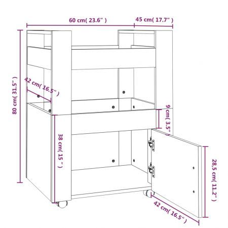 Kitchen Trolley High Gloss White 60x45x80 cm Engineered Wood