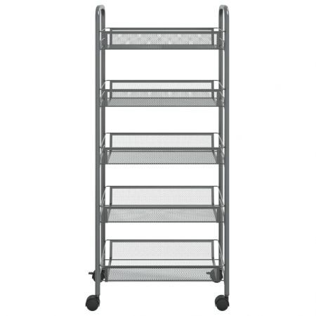 5-Tier Kitchen Trolley Grey 46x26x105 cm Iron