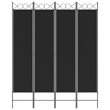 4-Panel Room Divider Black 160x200 cm Fabric