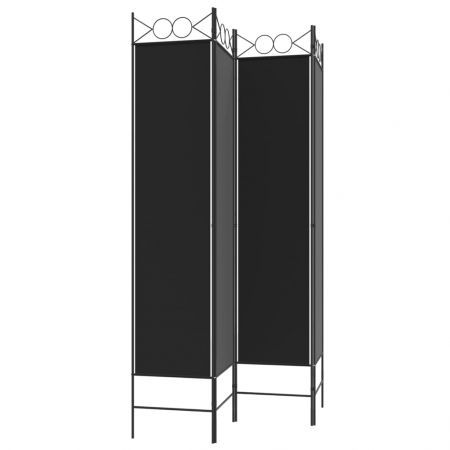 4-Panel Room Divider Black 160x200 cm Fabric