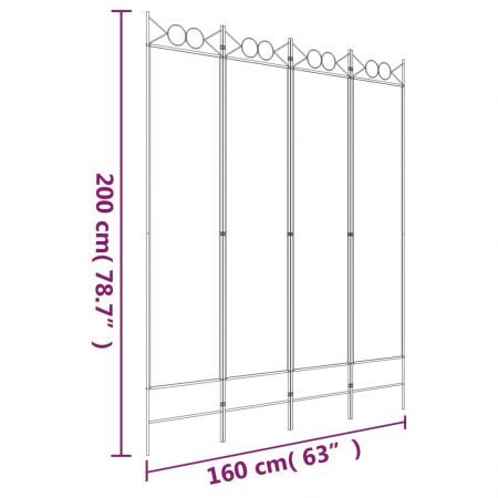 4-Panel Room Divider Black 160x200 cm Fabric