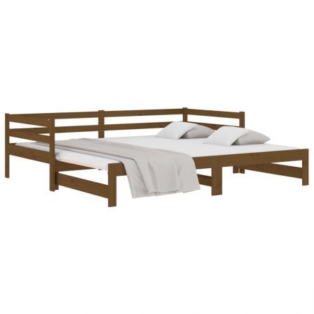 Pull-out Day Bed Honey Brown 2x(92x187) cm Solid Wood Pine