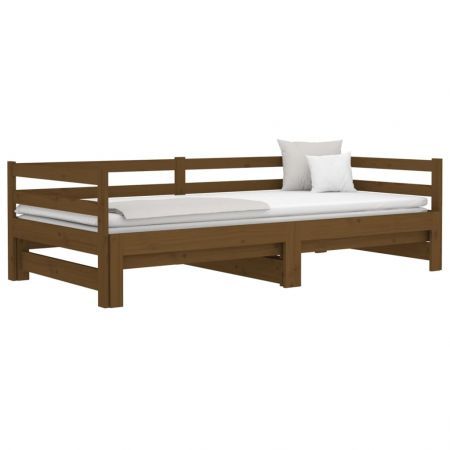 Pull-out Day Bed Honey Brown 2x(92x187) cm Solid Wood Pine