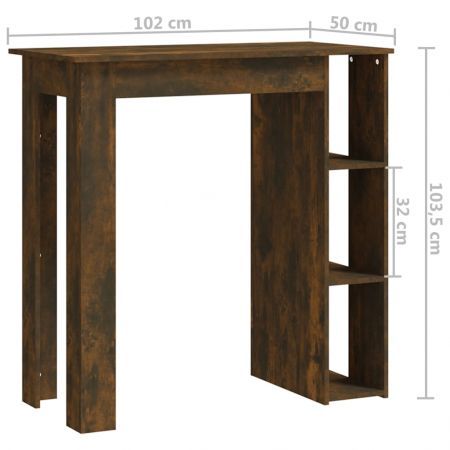 Bar Table with Shelf Smoked Oak 102x50x103.5 cm Engineered Wood