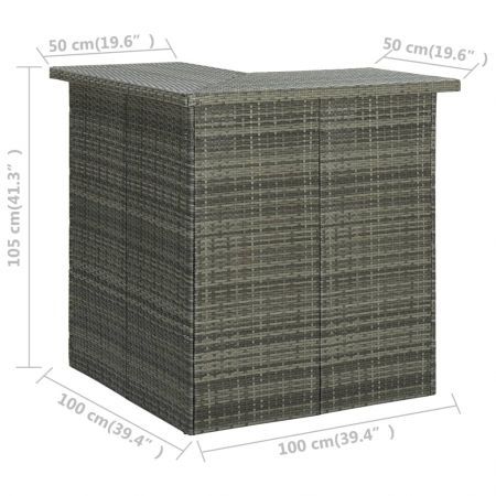 Corner Bar Table Grey 100x50x105 cm Poly Rattan