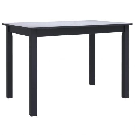 Dining Table Black 114x71x75 cm Solid Rubber Wood