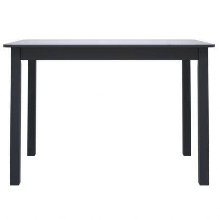 Dining Table Black 114x71x75 cm Solid Rubber Wood