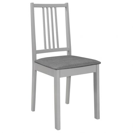 Dining Chairs with Cushions 4 pcs Grey Solid Wood