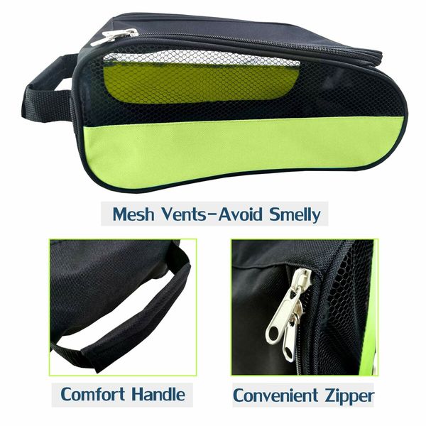 Golf Shoes Bags Travel Shoes Bags Zippered Sport Shoes Bag (Green)