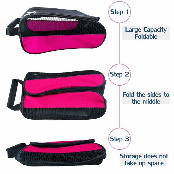 Golf Shoes Bags Travel Shoes Bags Zippered Sport Shoes Bag (Pink)