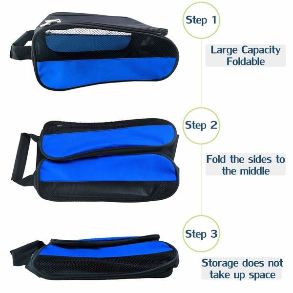 Golf Shoes Bags Travel Shoes Bags Zippered Sport Shoes Bag (Blue)