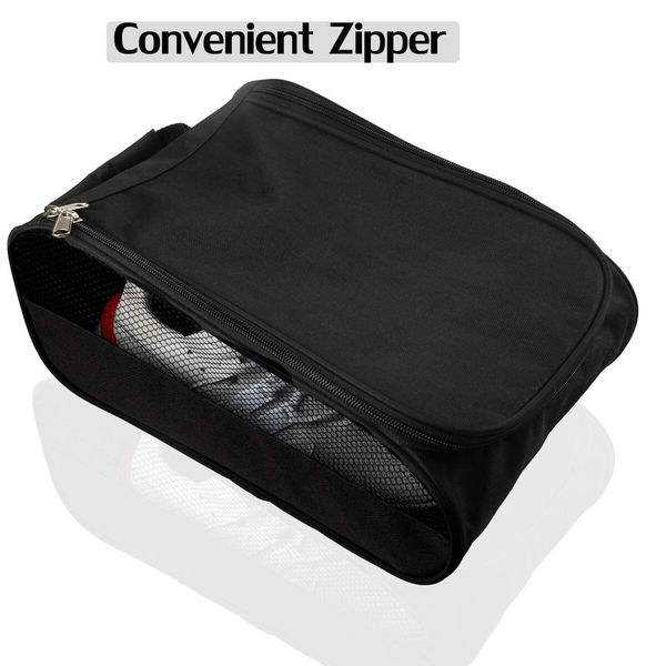 Golf Shoes Bags Travel Shoes Bags Zippered Sport Shoes Bag (Black)