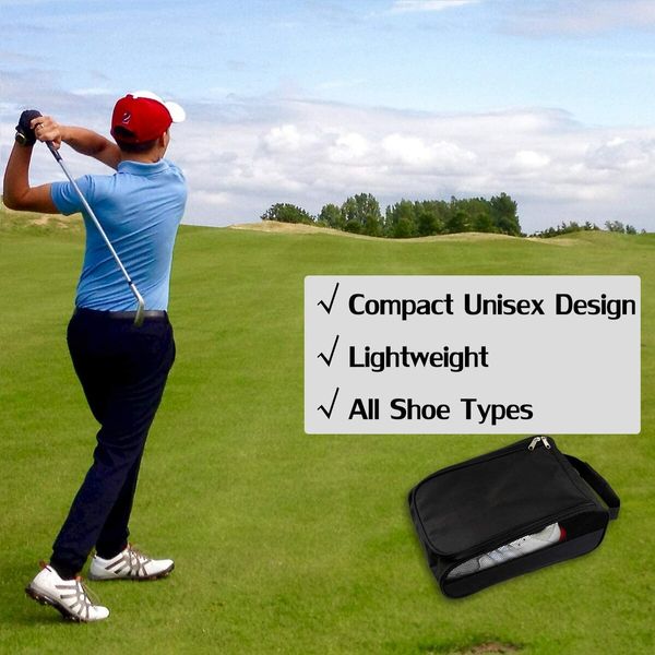 Golf Shoes Bags Travel Shoes Bags Zippered Sport Shoes Bag (Black)