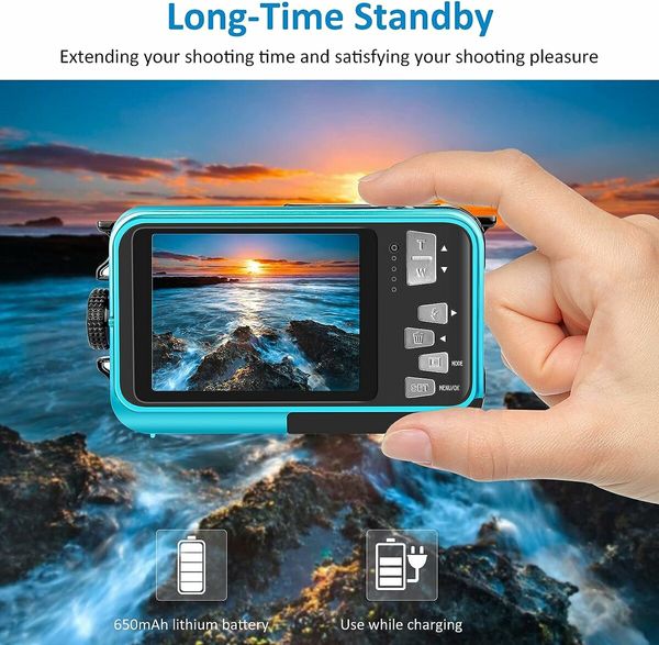 Waterproof Camera Full HD 2.7K 48 MP Underwater Camera Video Recorder with 64G Memory Card for Snorkeling